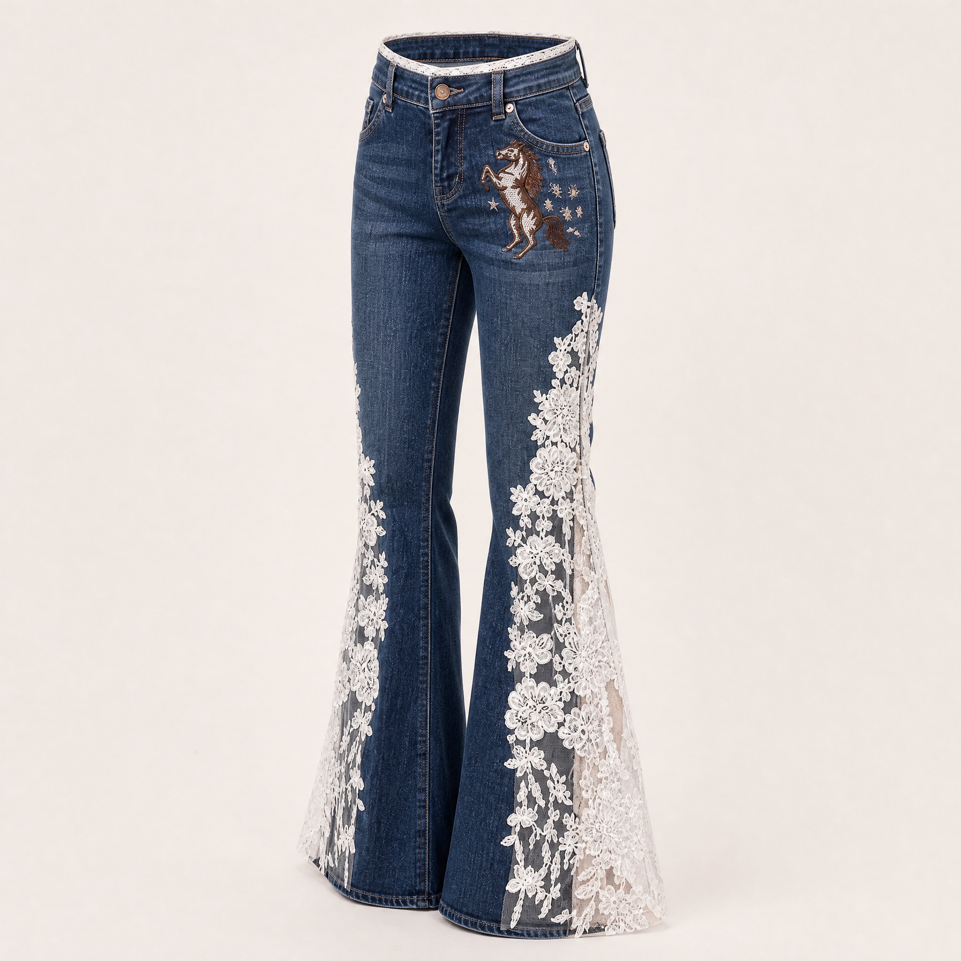  Western Floral Lace Jeans