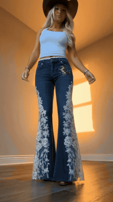  Western Floral Lace Jeans