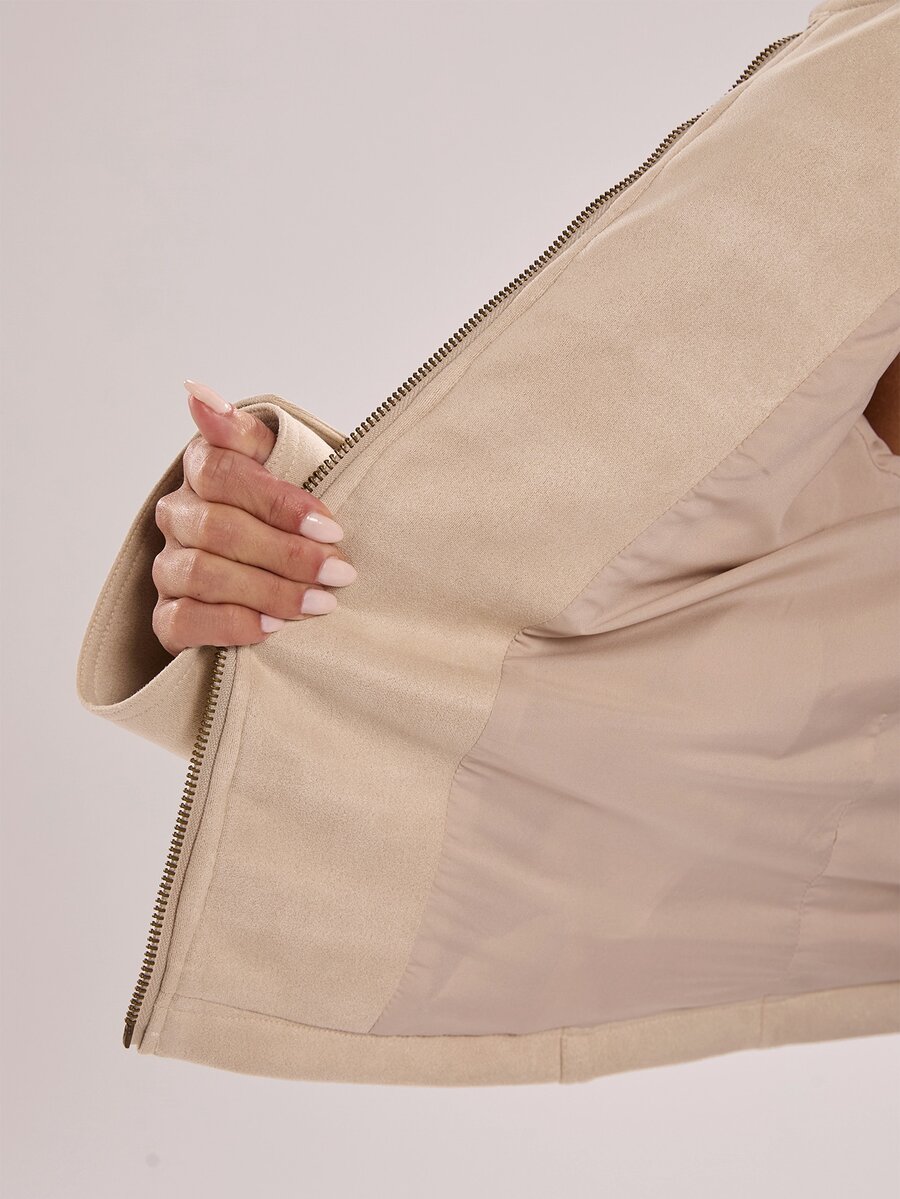 Retro Napoleon Military Faux Suede Cropped Jacket