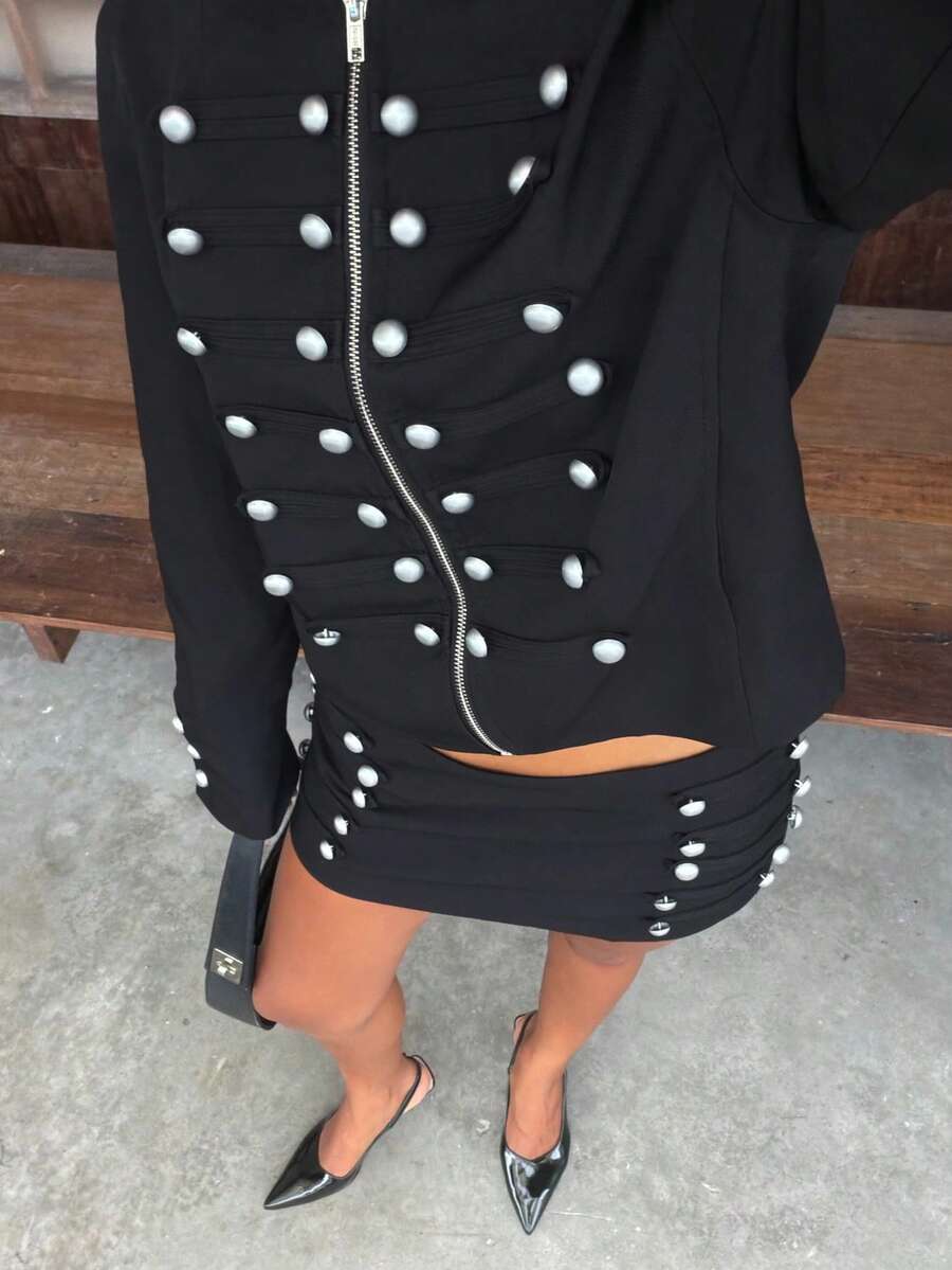 Retro Napoleon Military Faux Suede Cropped Jacket