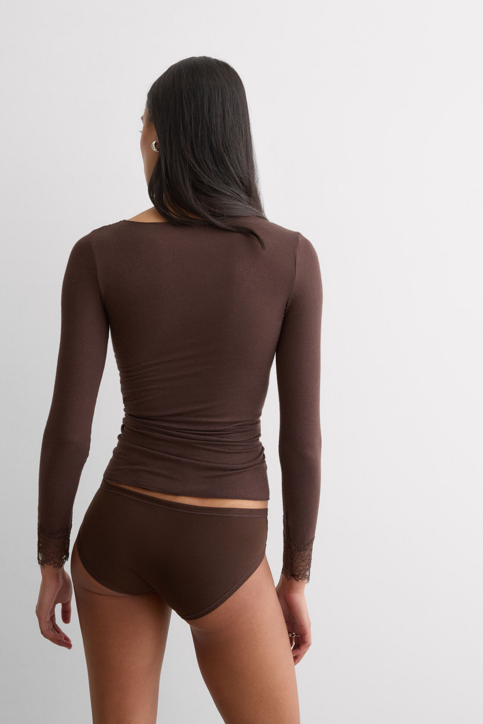 Ultralight V-Neck Sweater with Cashmere and Lace