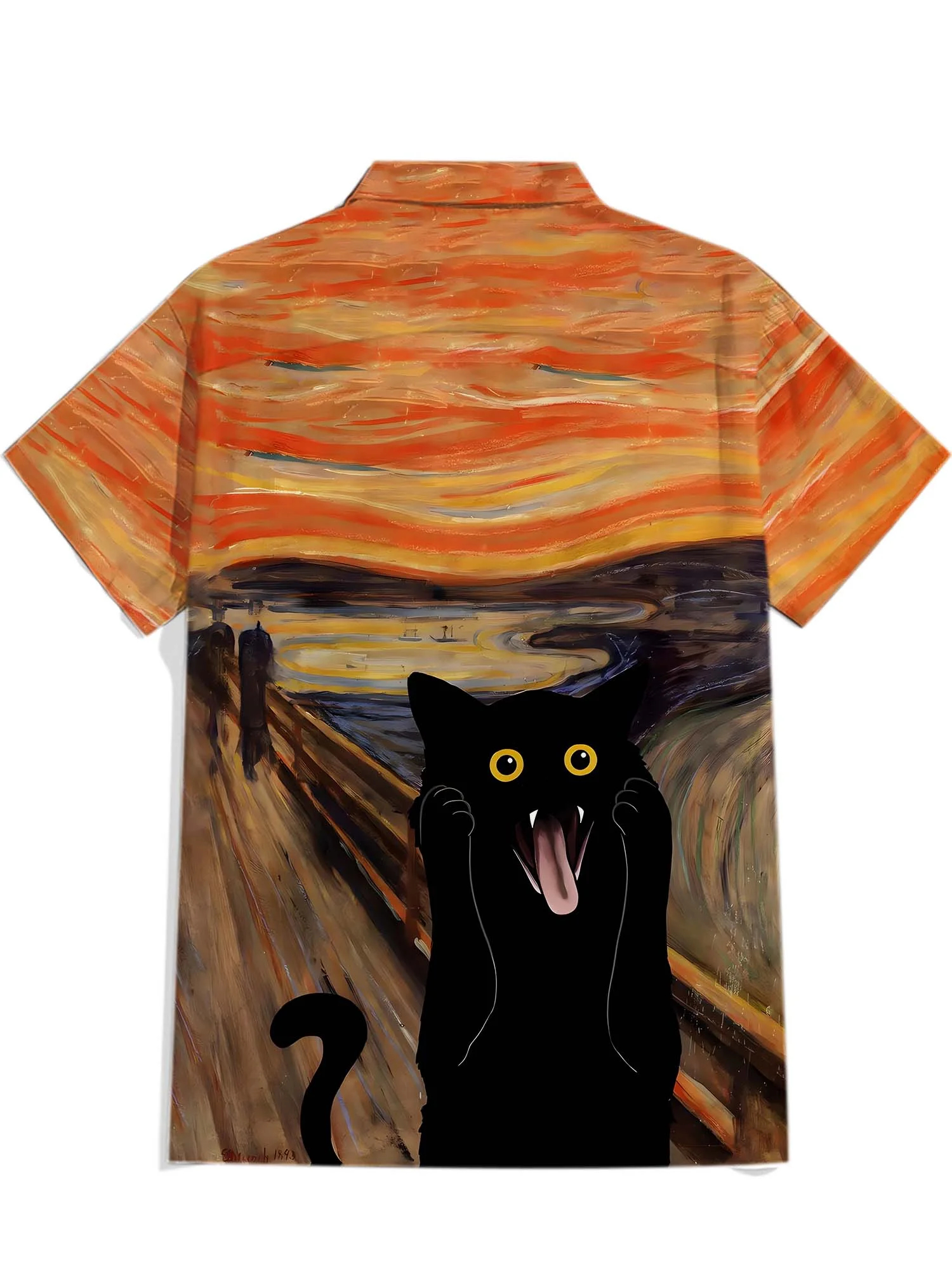 Halloween Screaming Cat Print Shirt
