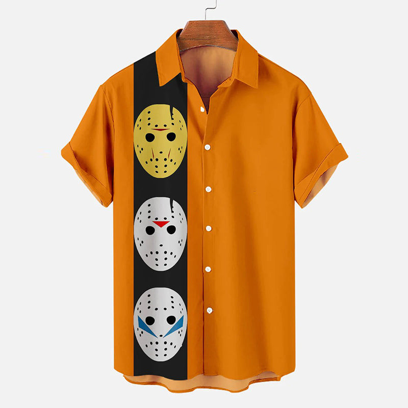 Halloween Horror Mask Print Shirt