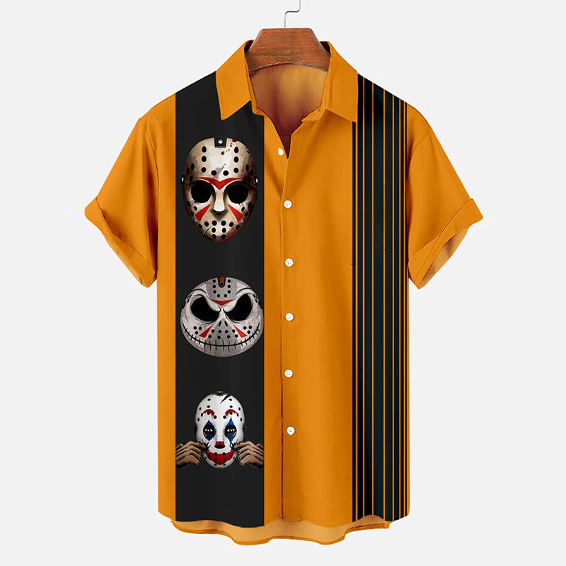 Halloween Horror Mask Print Shirt