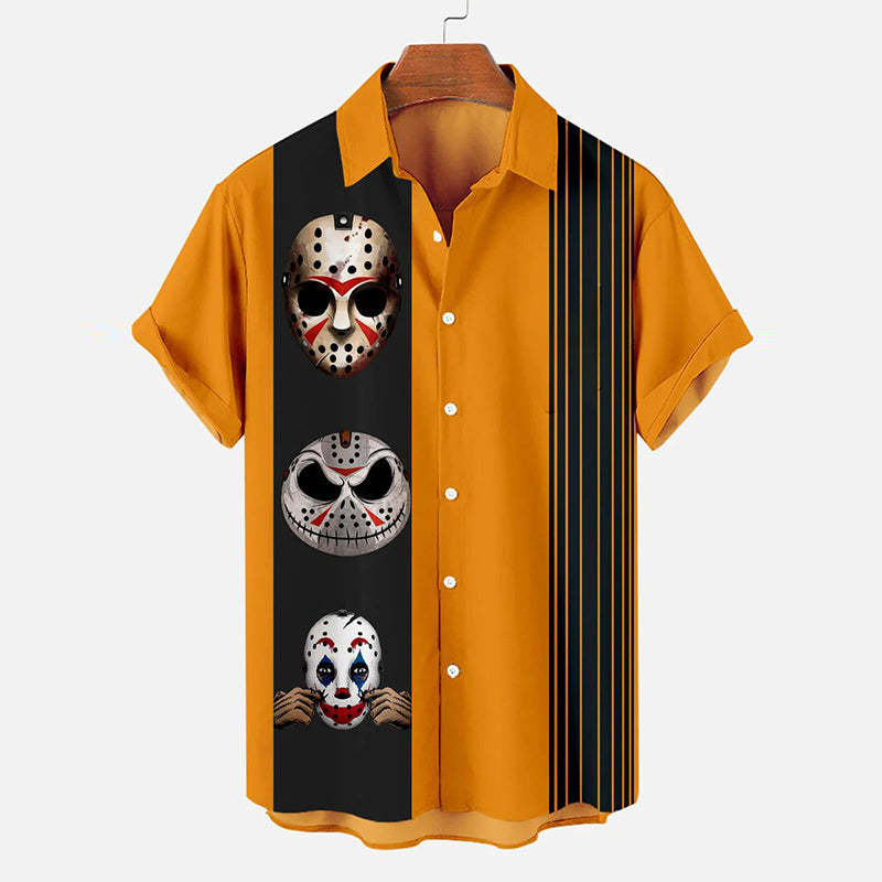 Halloween Horror Mask Print Shirt