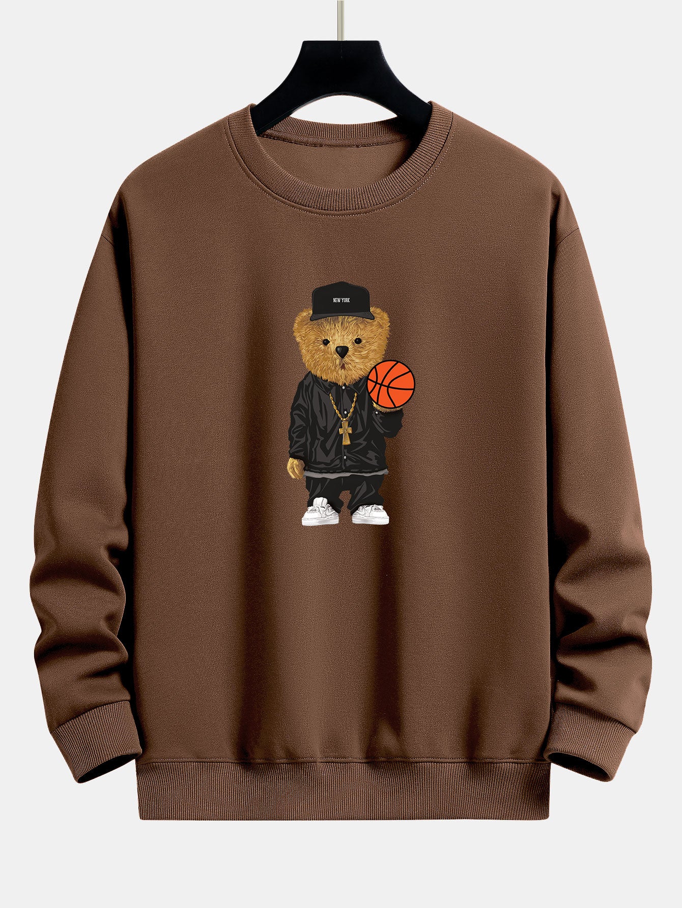 Basketball Bear Print Relax Fit Sweatshirt