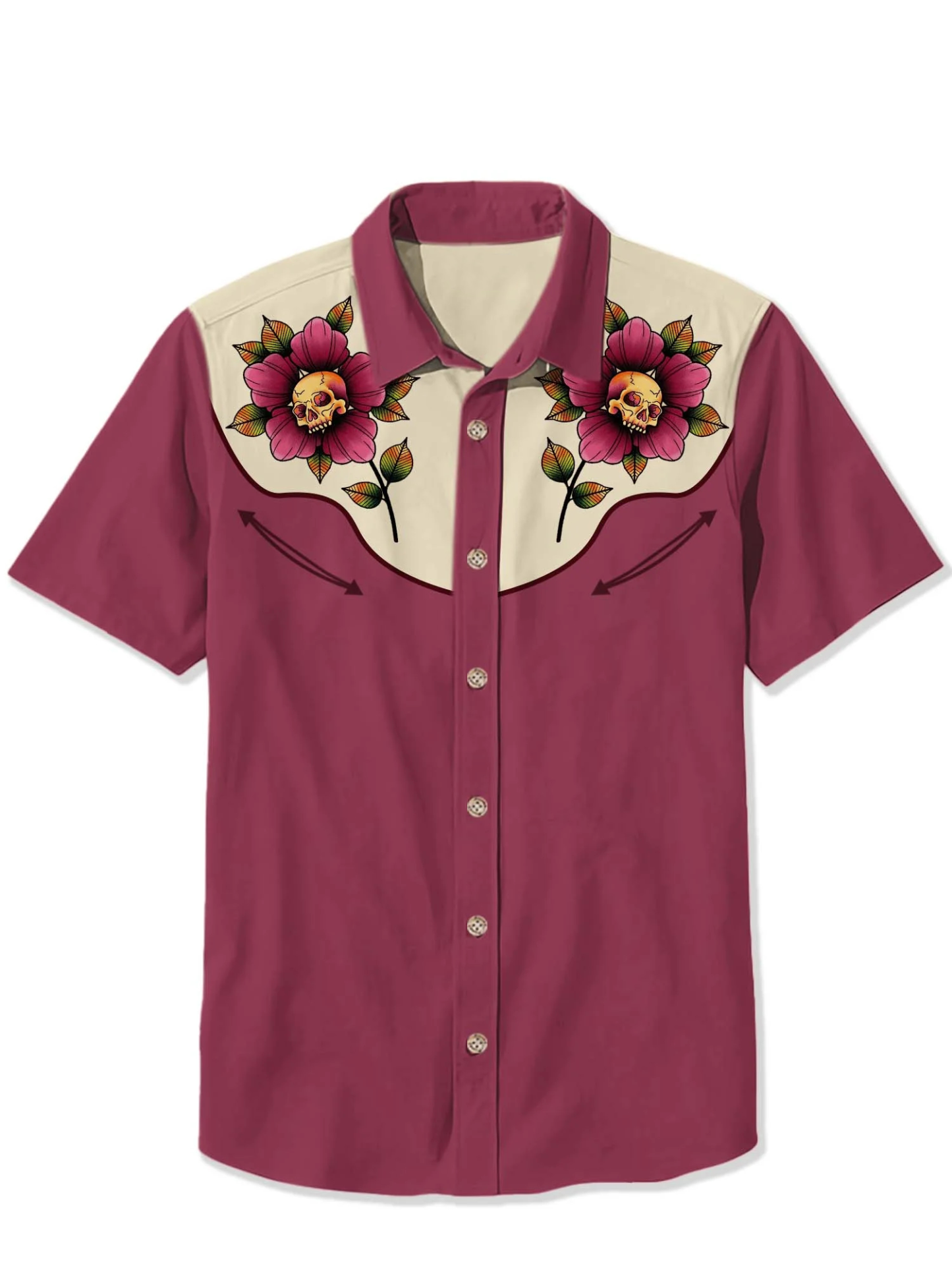 Halloween Skeleton Floral Print Shirt