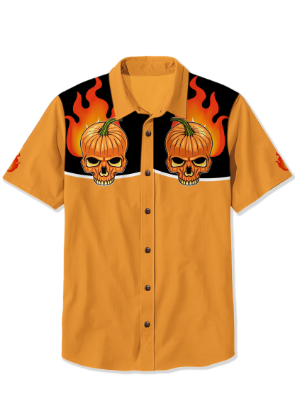 Halloween Pumpkin Angry Print Shirt