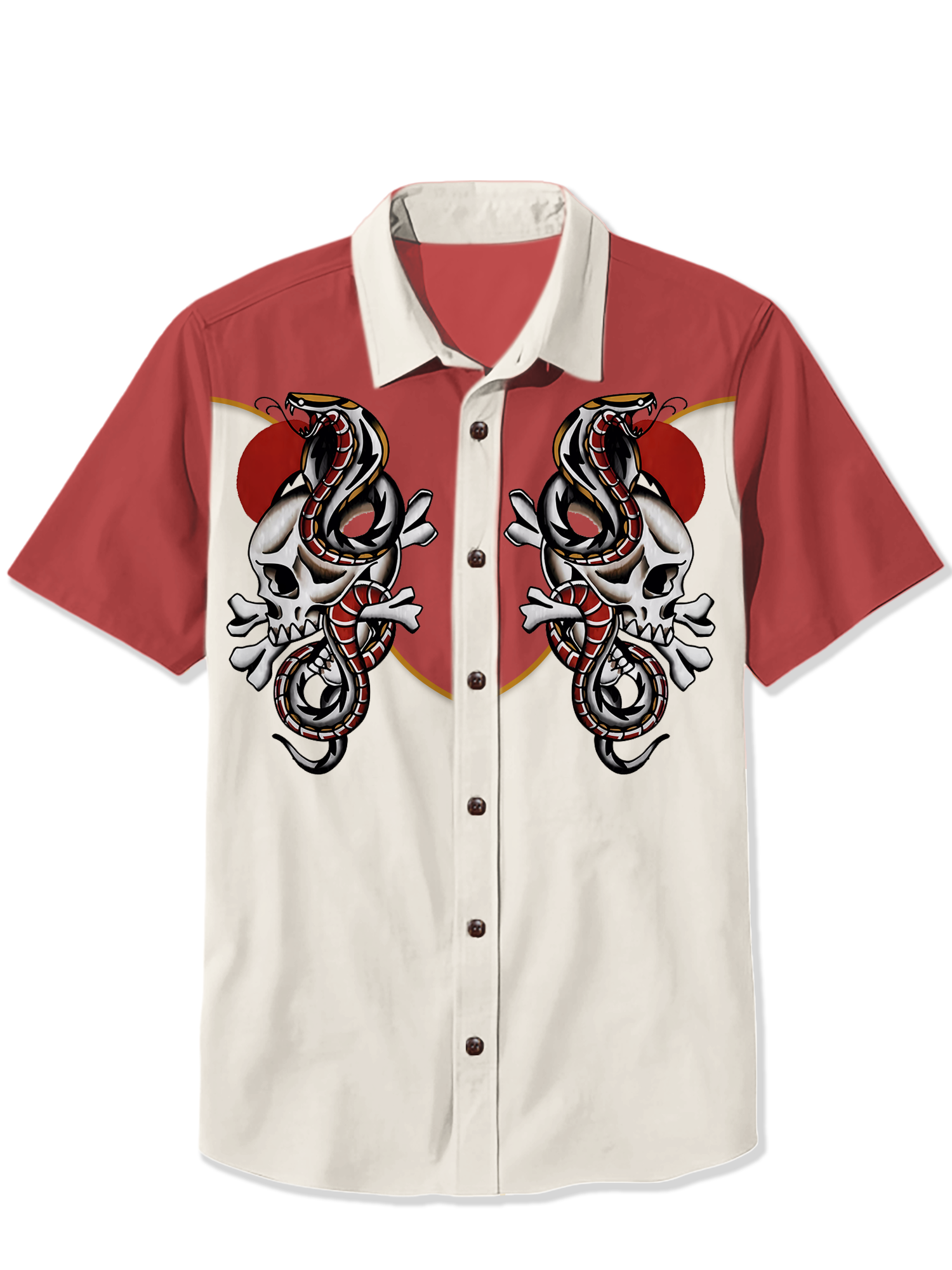 Halloween Retro Skull Snake Print Shirt