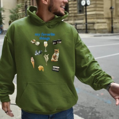 My Favorite Things Print Casual Hoodie