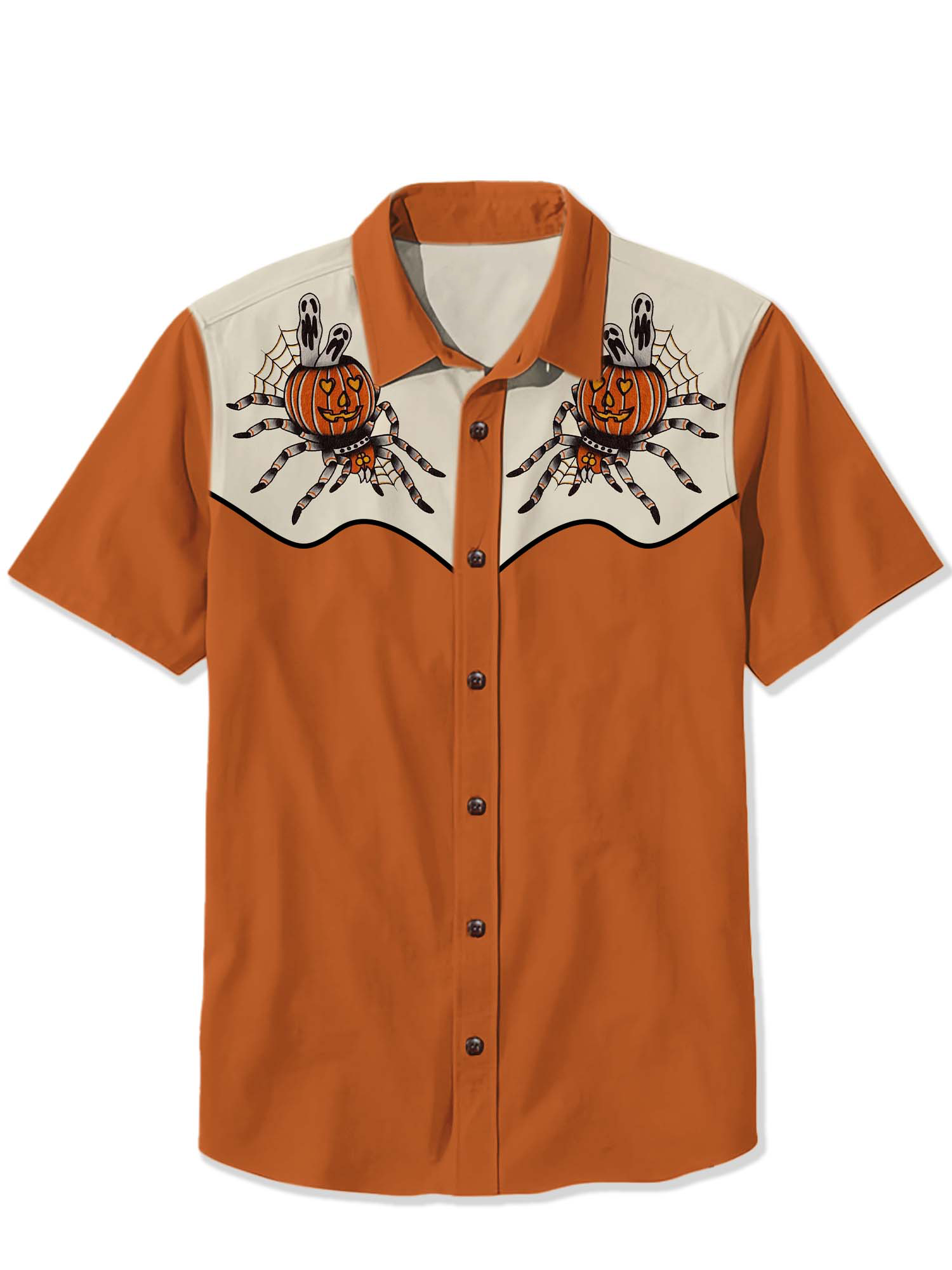 Halloween Pumpkin Spider Ghost Print Shirt