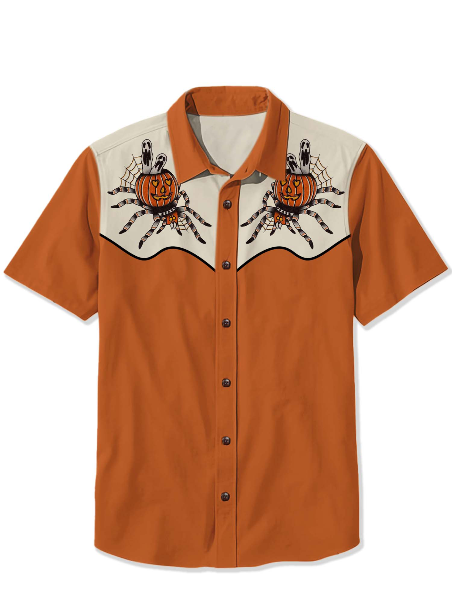 Halloween Pumpkin Spider Ghost Print Shirt