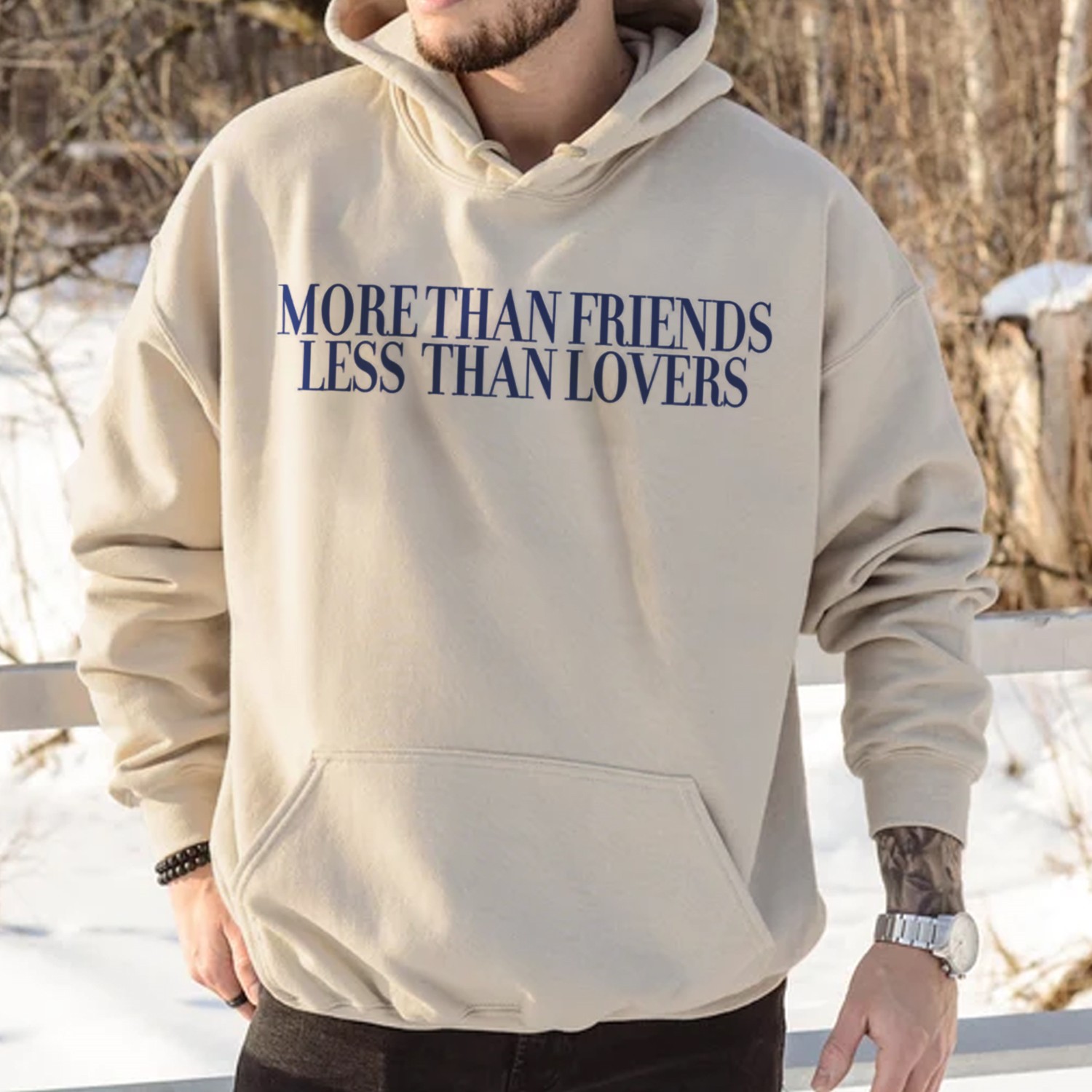 More Than Friends Less Than Lovers Print Casual Hoodie