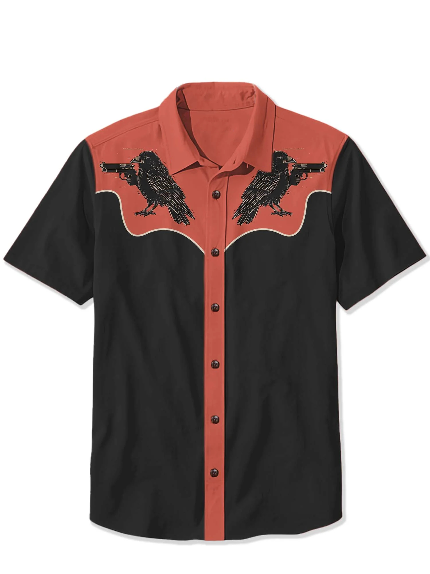 Crow Raises Gun Print Shirt