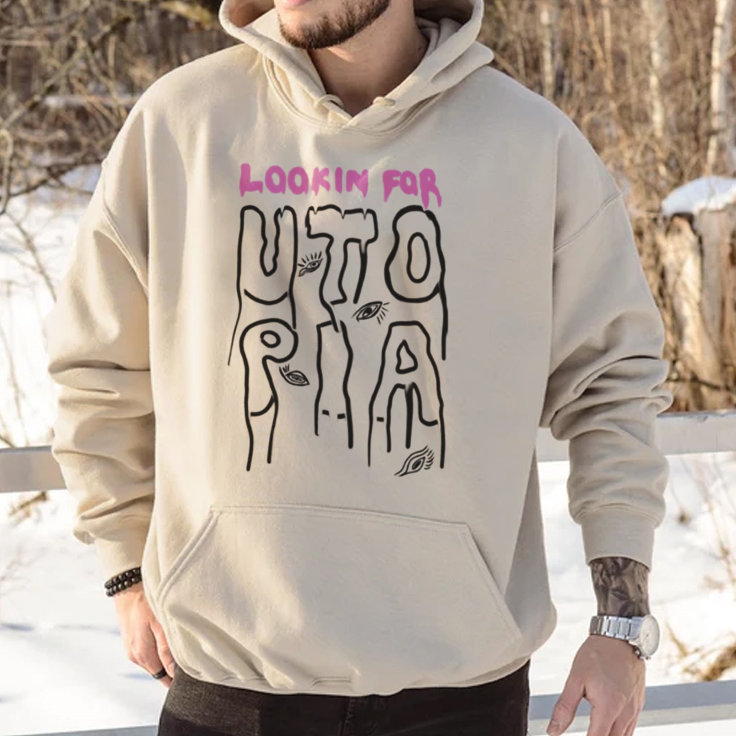 Looking For Utopia Print Casual Hoodie