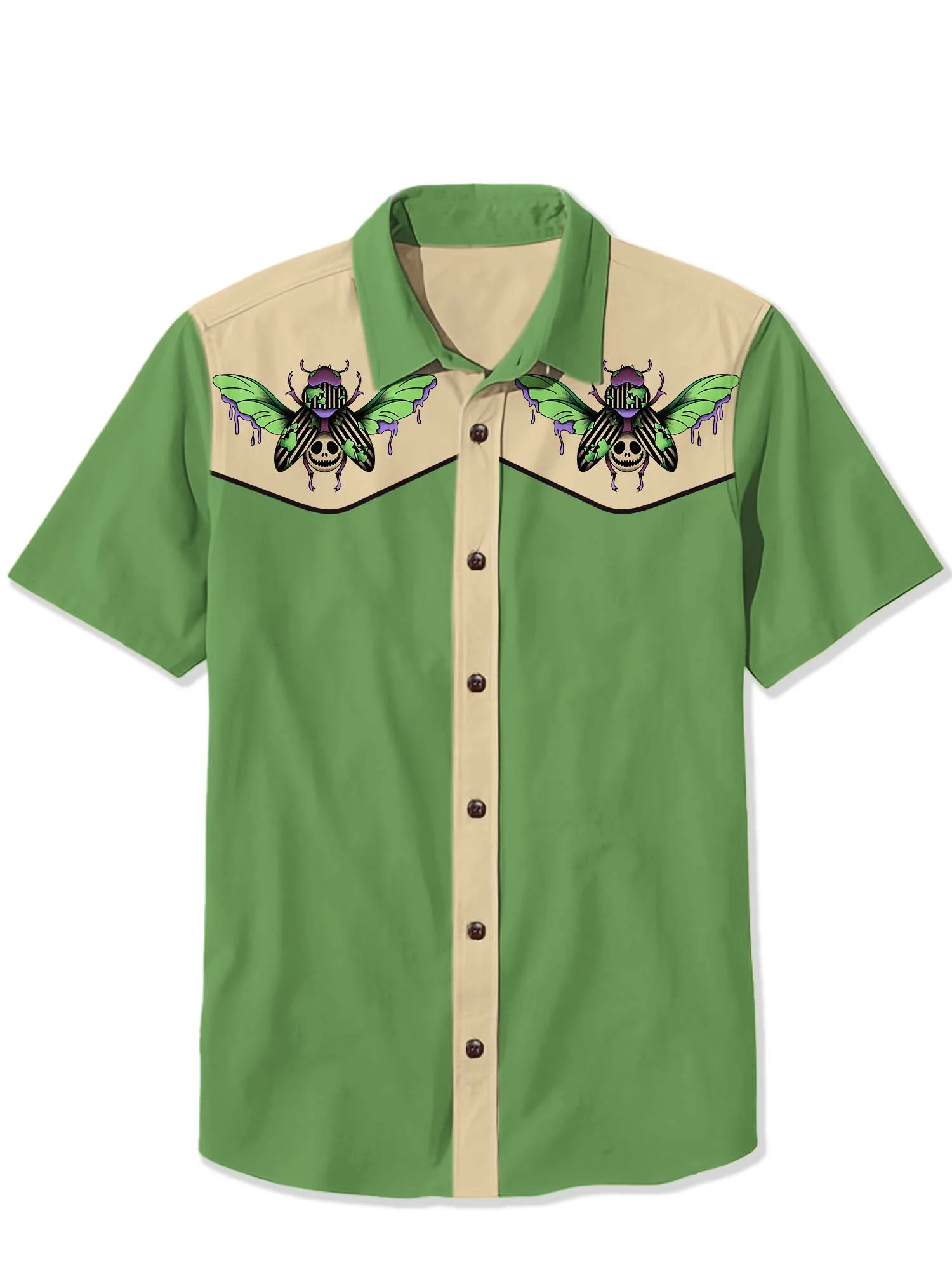 Halloween Skeleton Beetle Print Shirt