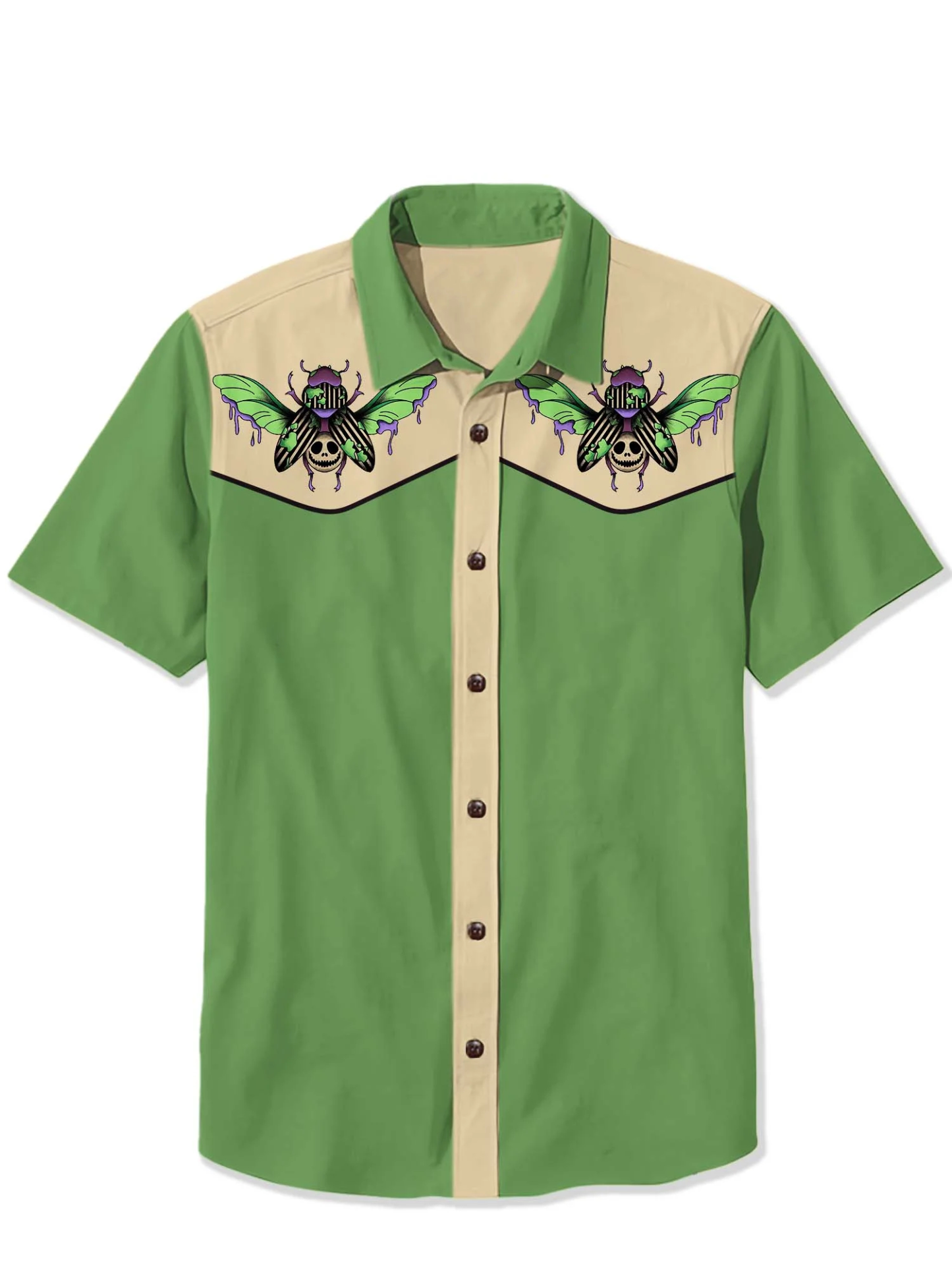 Halloween Skeleton Beetle Print Shirt