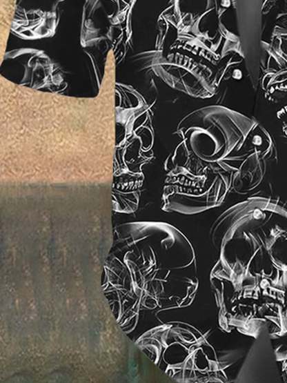 Men's Retro Dark Style Skull Print Shirt