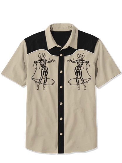 Halloween Skull Denim Print Shirt for Girls