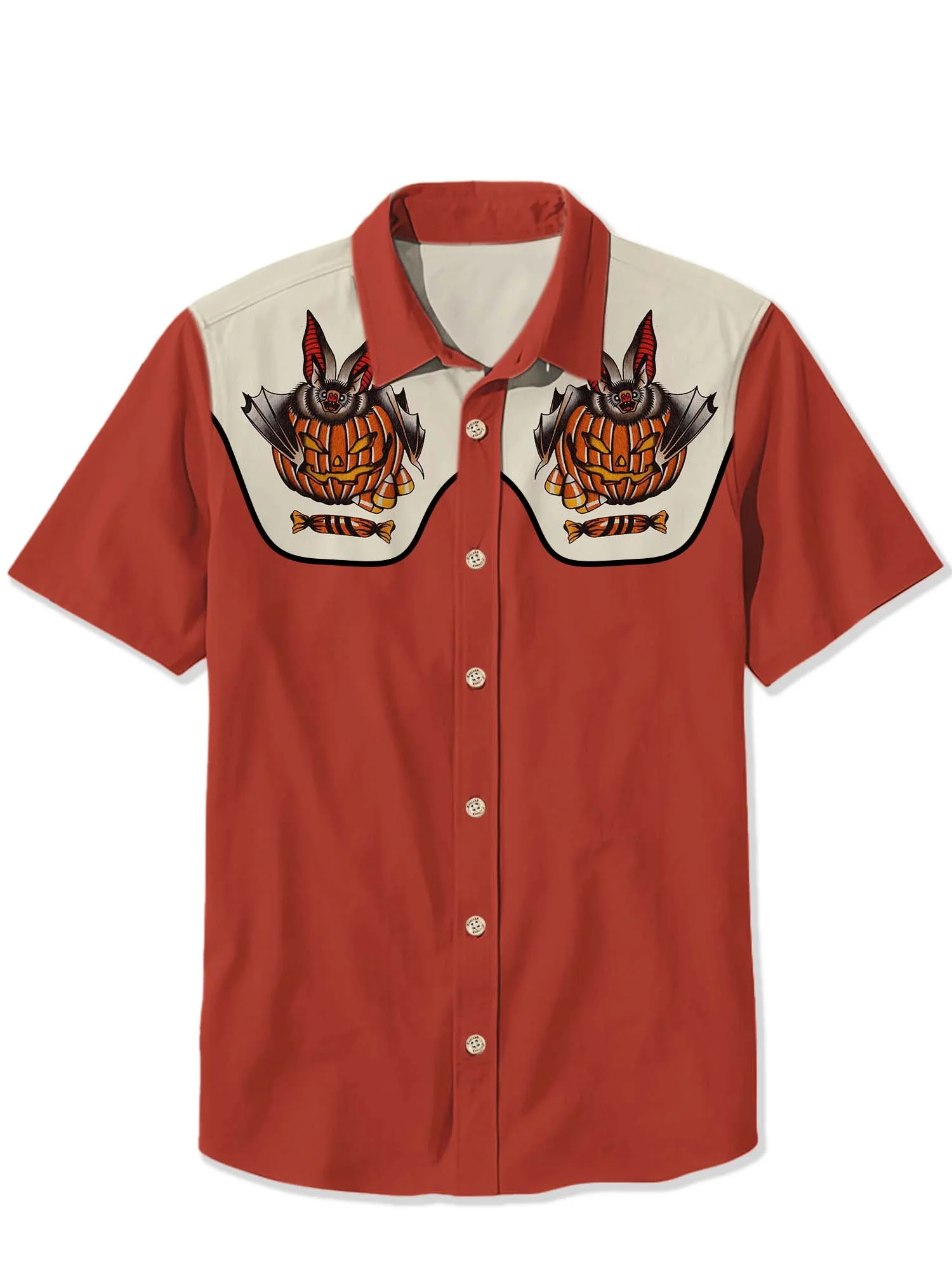 Halloween Pumpkin Bat Print Shirt