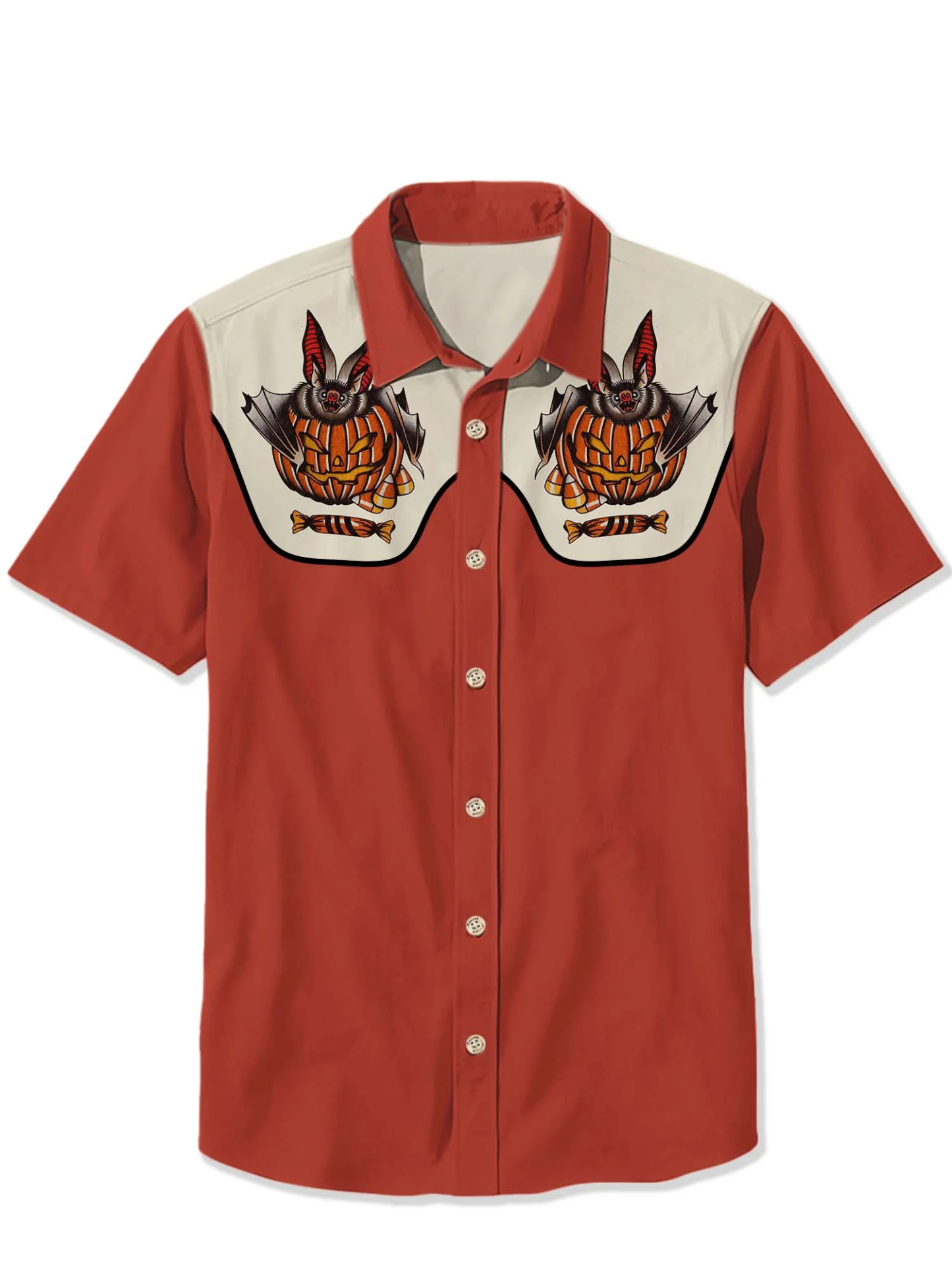 Halloween Pumpkin Bat Print Shirt