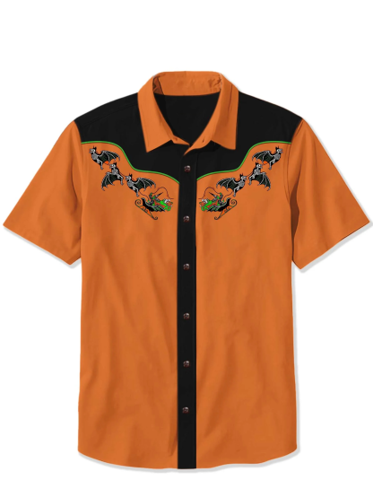 Halloween Bat Wizard Print Shirt