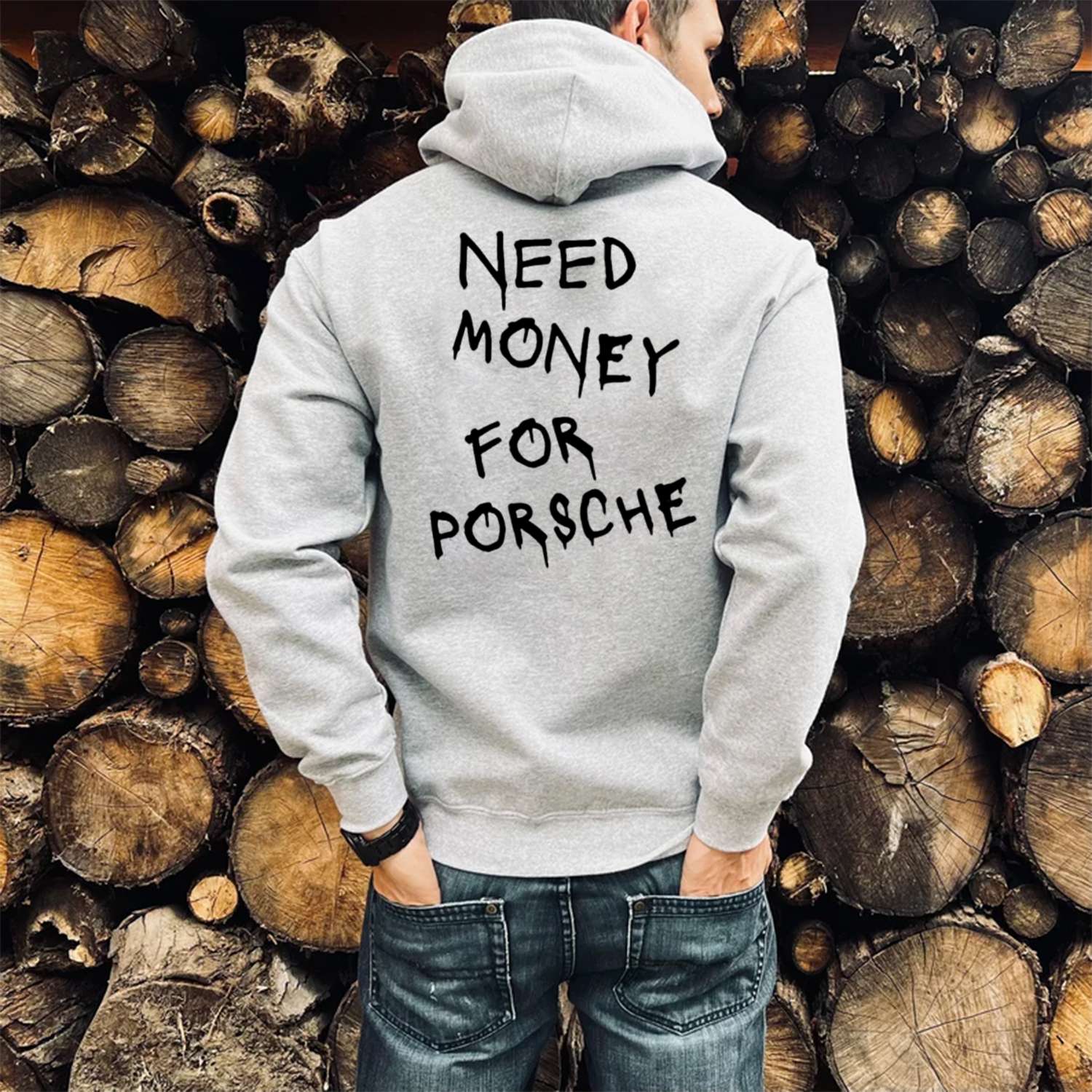 Need Money for Porsche Print Casual Hoodie