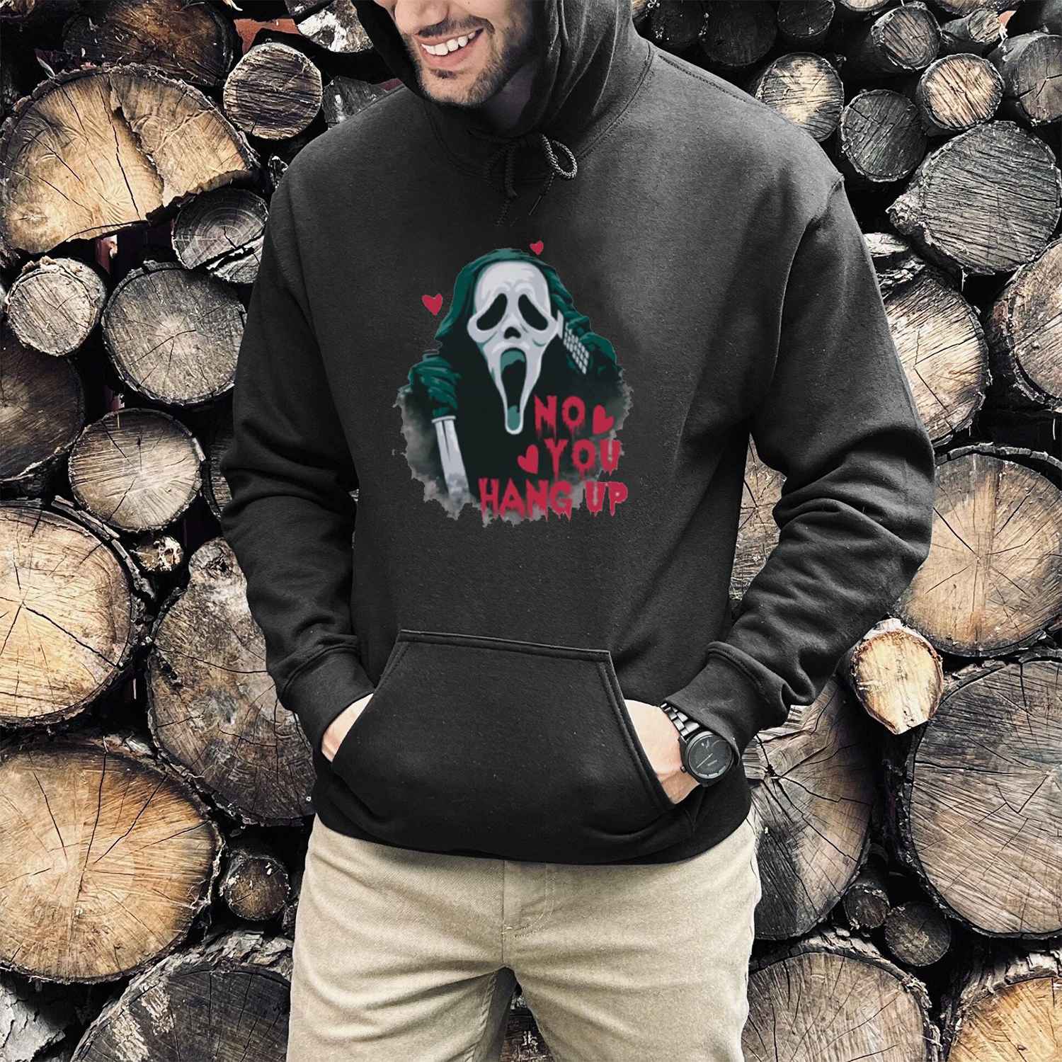 No You Hang Up Print Casual Hoodie