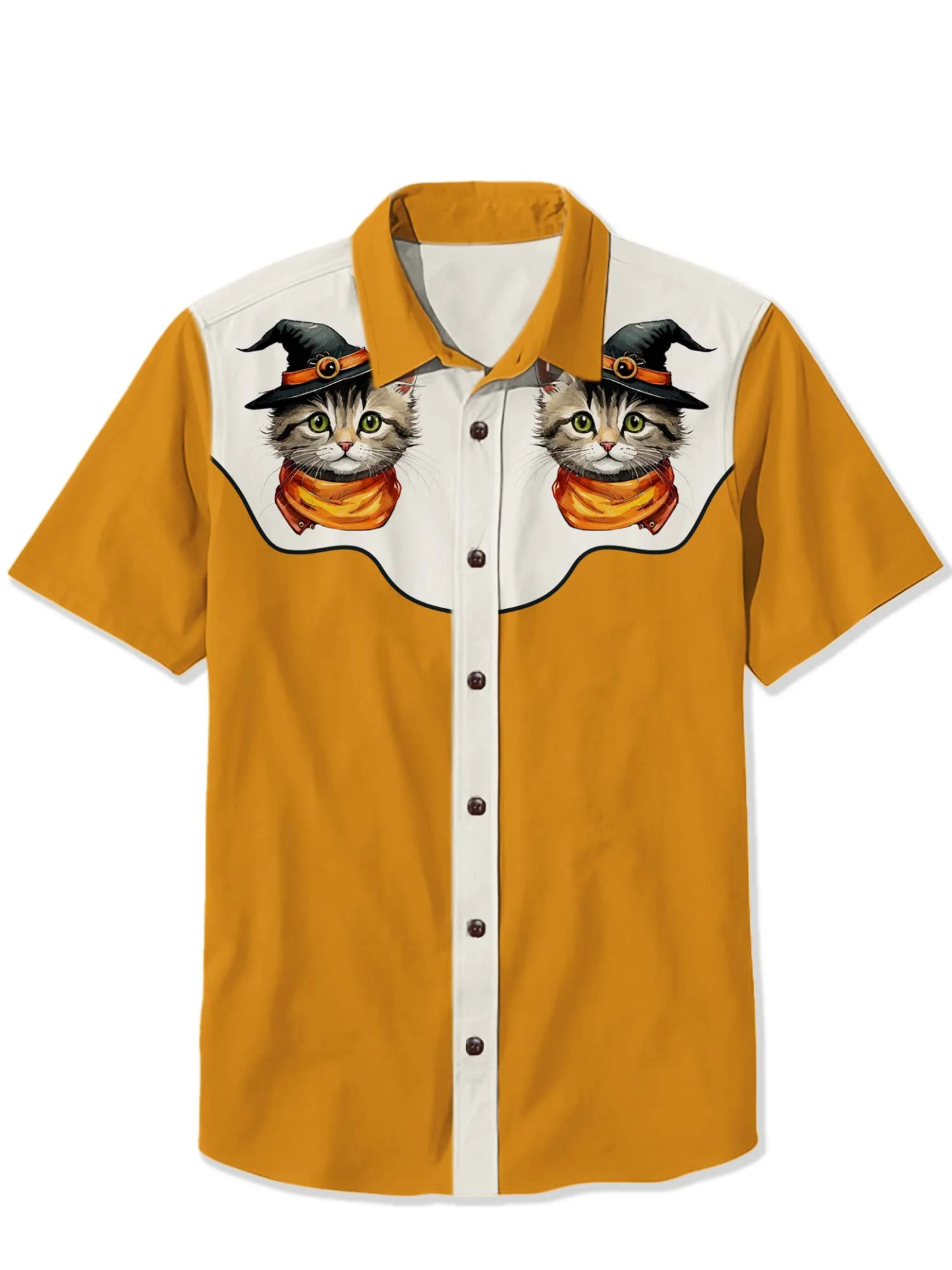 Halloween Wizard Cat Print Shirt
