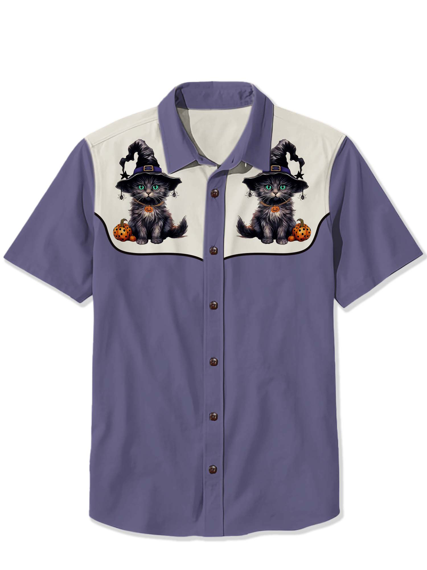 Halloween Wizard Cat Print Shirt