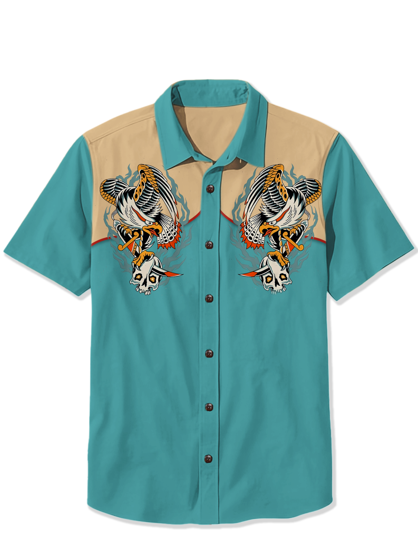 Halloween Skull Eagle Print Shirt