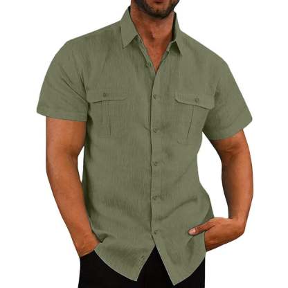 Stretch Zip Shirt Short Sleeve Shirt with Pockets