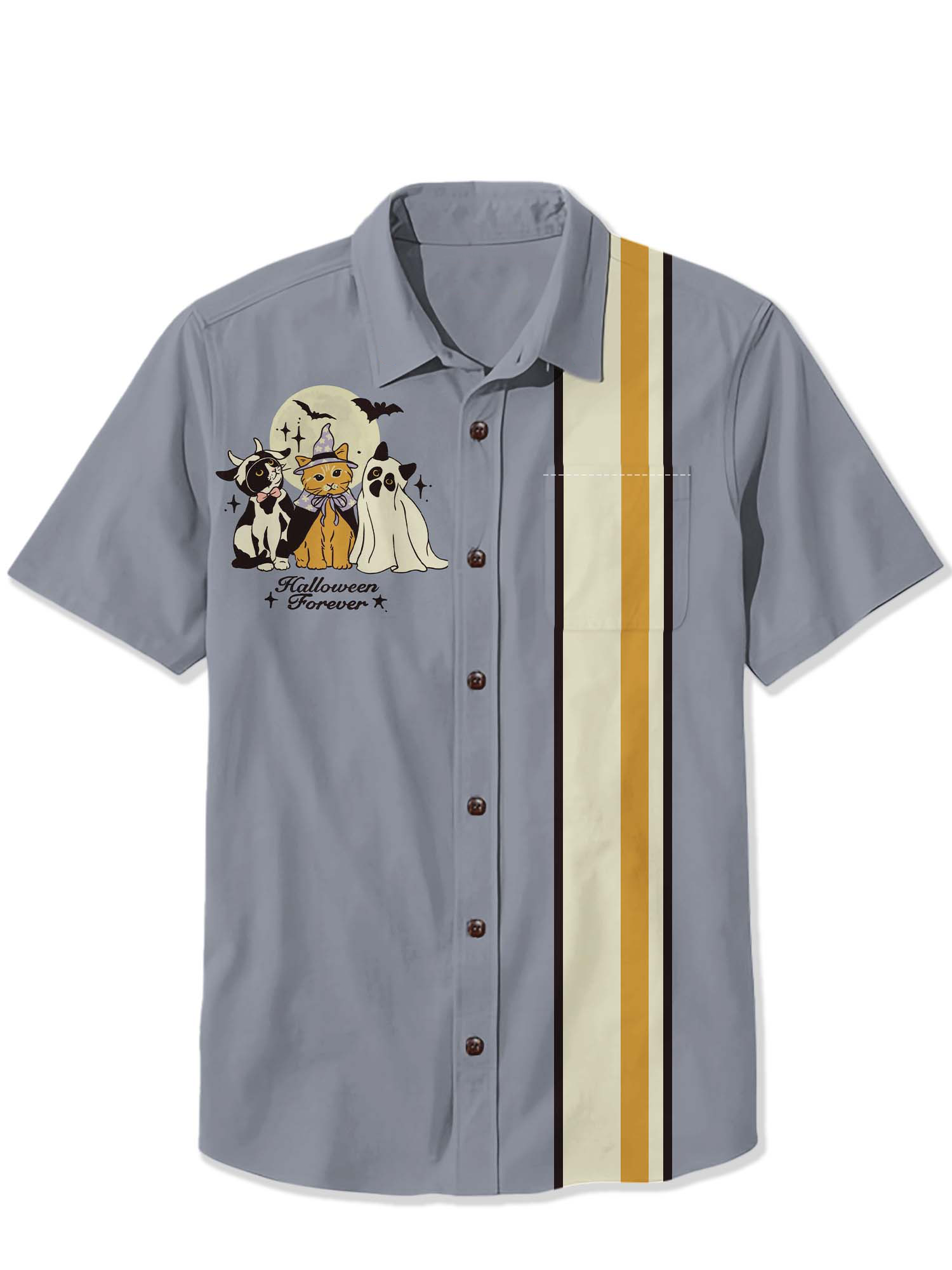 Halloween Cat Forever Print Shirt