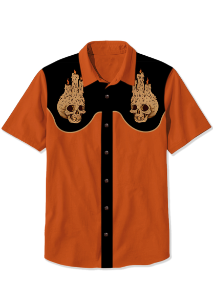 Halloween Skeleton Candle Light Print Shirt