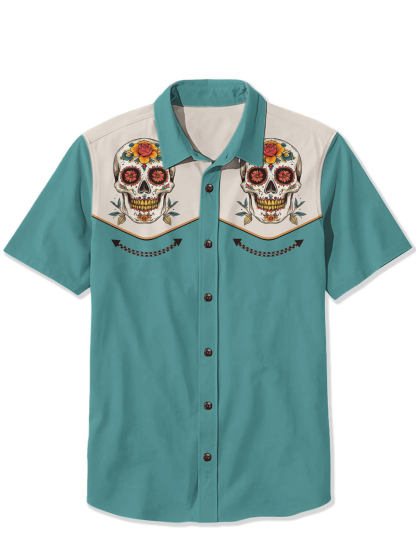 Day of the Dead Skeleton Print Shirt