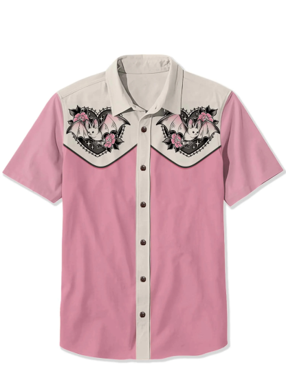 Halloween Heart Bat Print Shirt