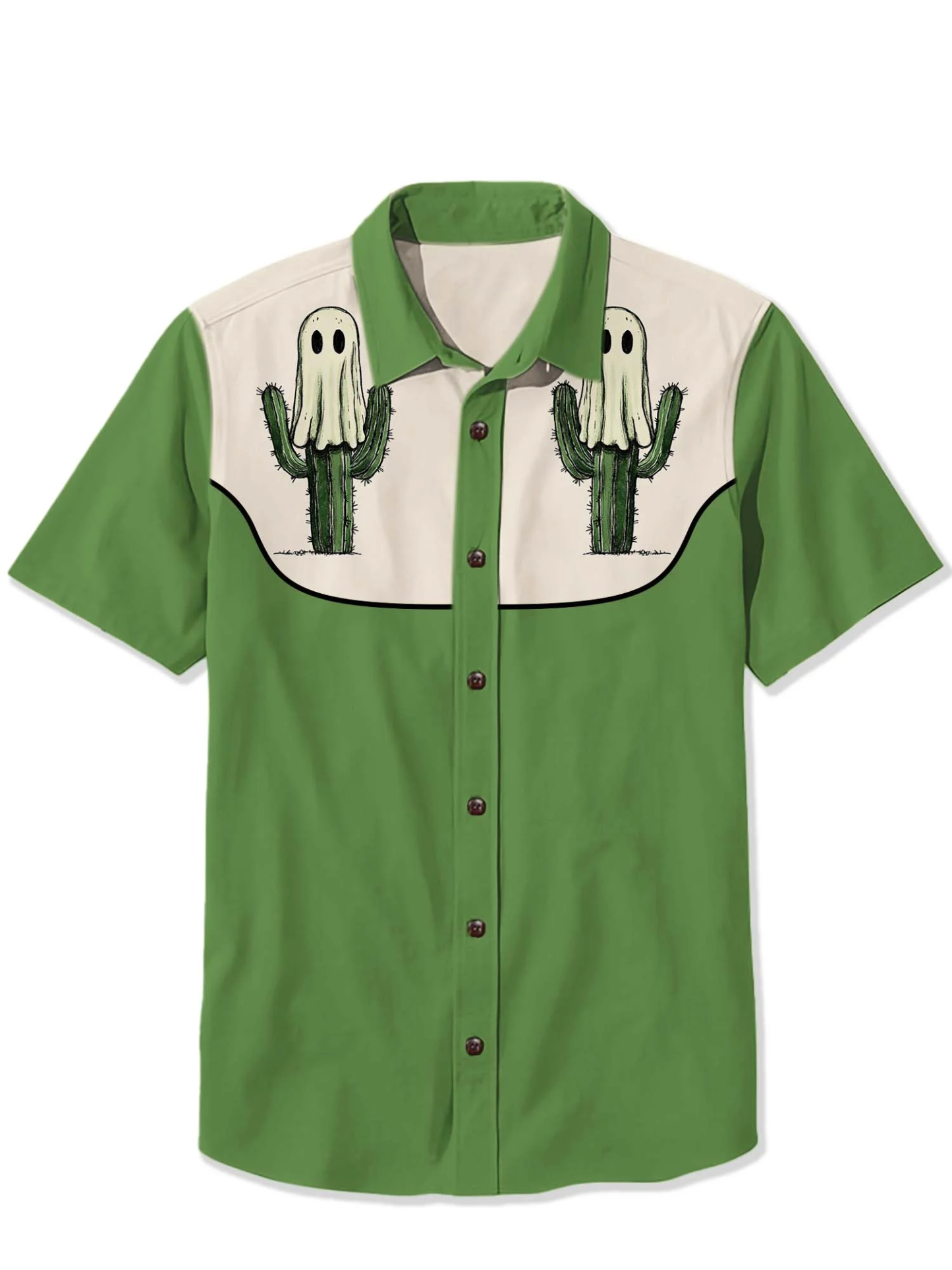 Halloween Cactus Ghost Print Shirt