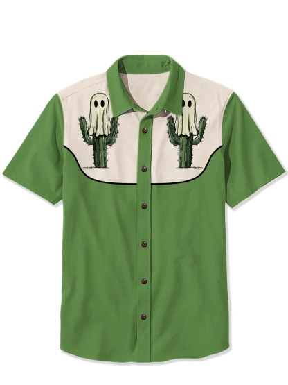 Halloween Cactus Ghost Print Shirt