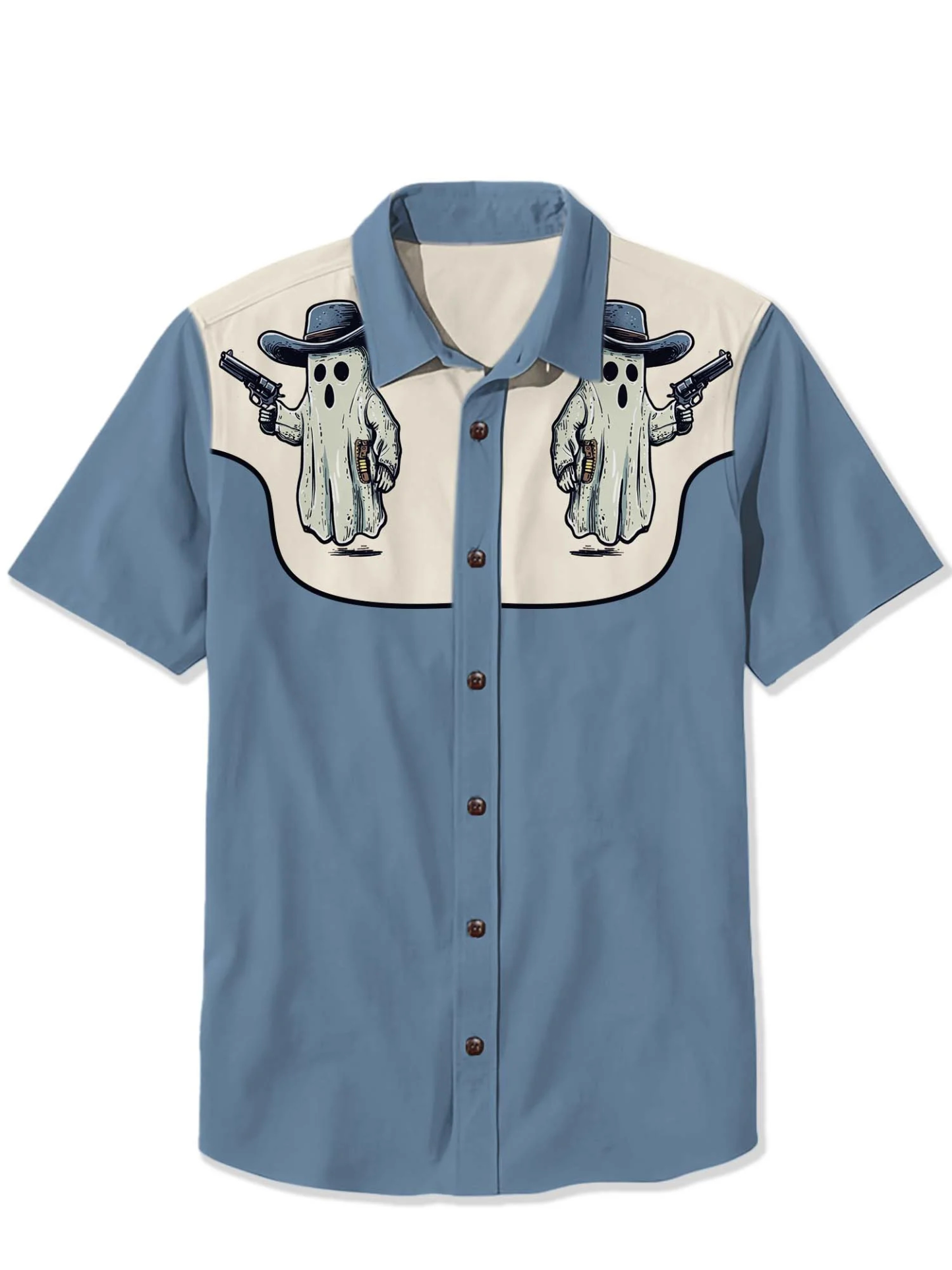 Halloween Ghost Denim Print Shirt