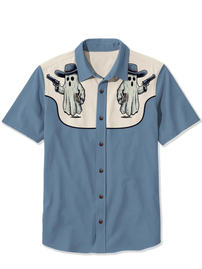 Halloween Ghost Denim Print Shirt