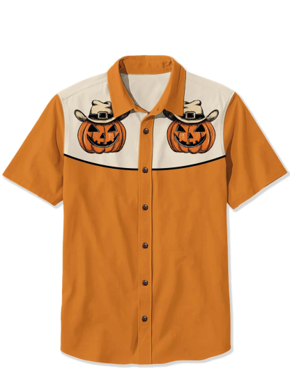 Halloween Evil Pumpkin Poker Print Shirt