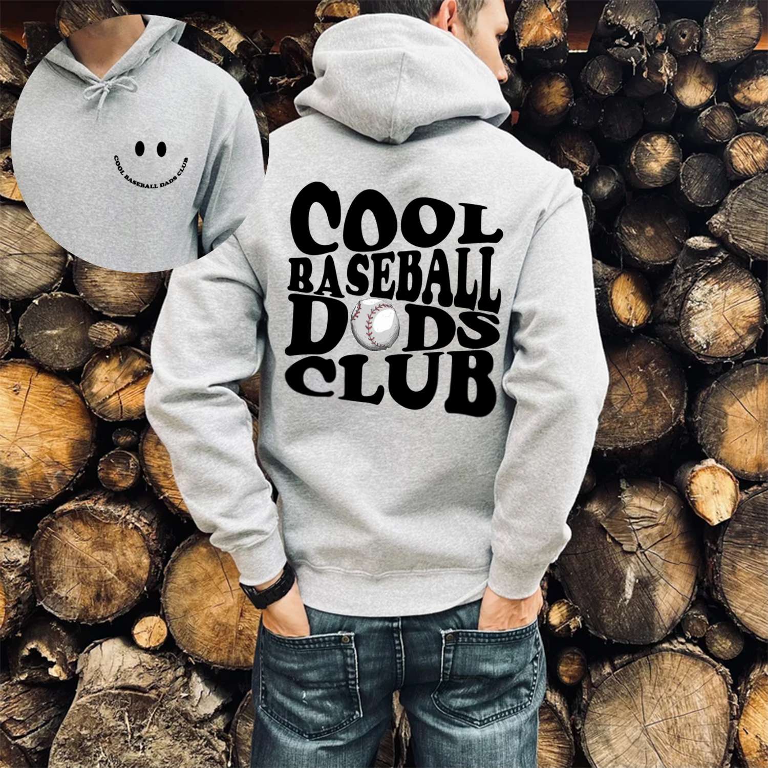 Cool Baseball Dads Club Print Casual Hoodie