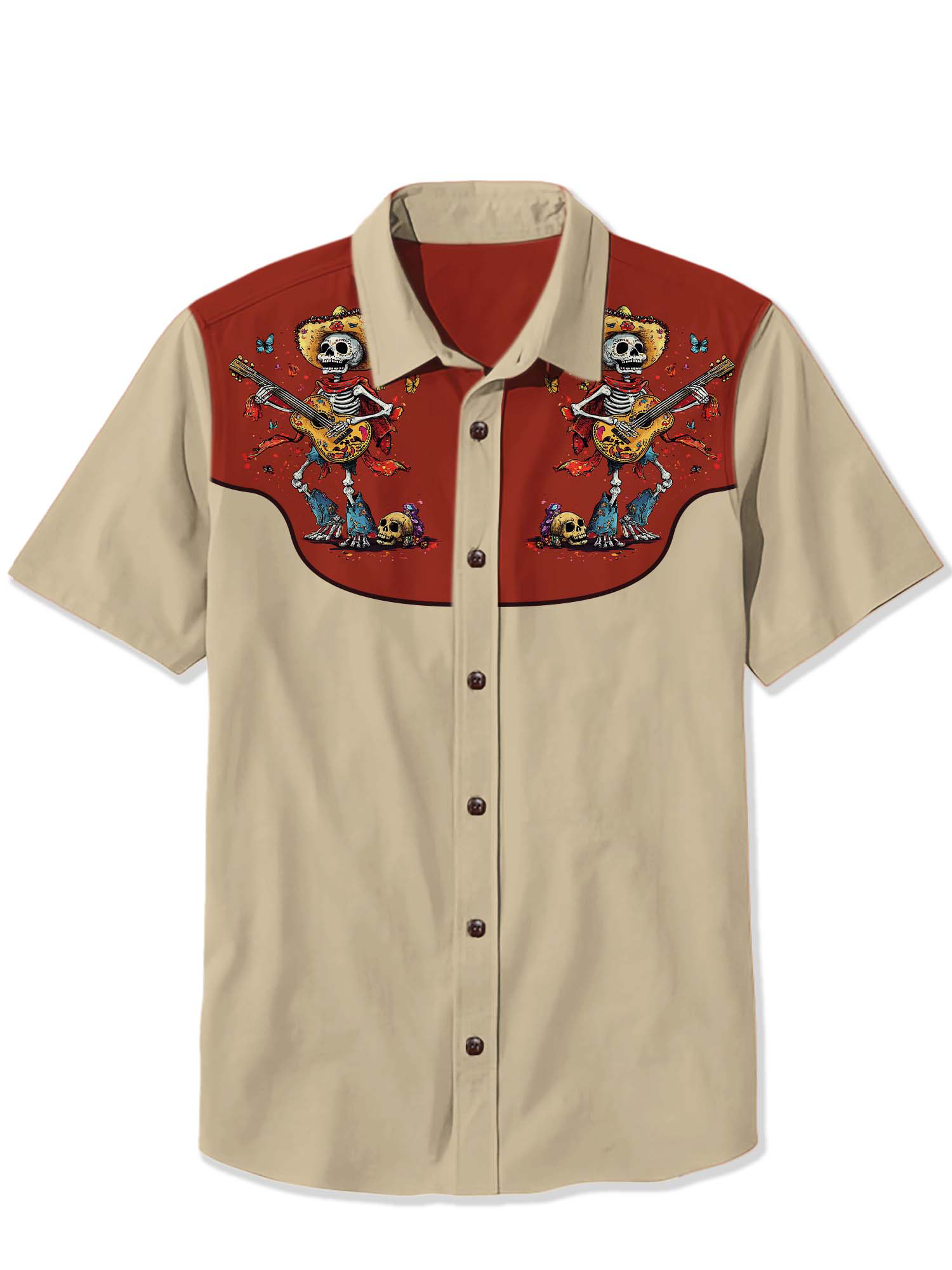 Day of the Dead Skeleton Print Shirt