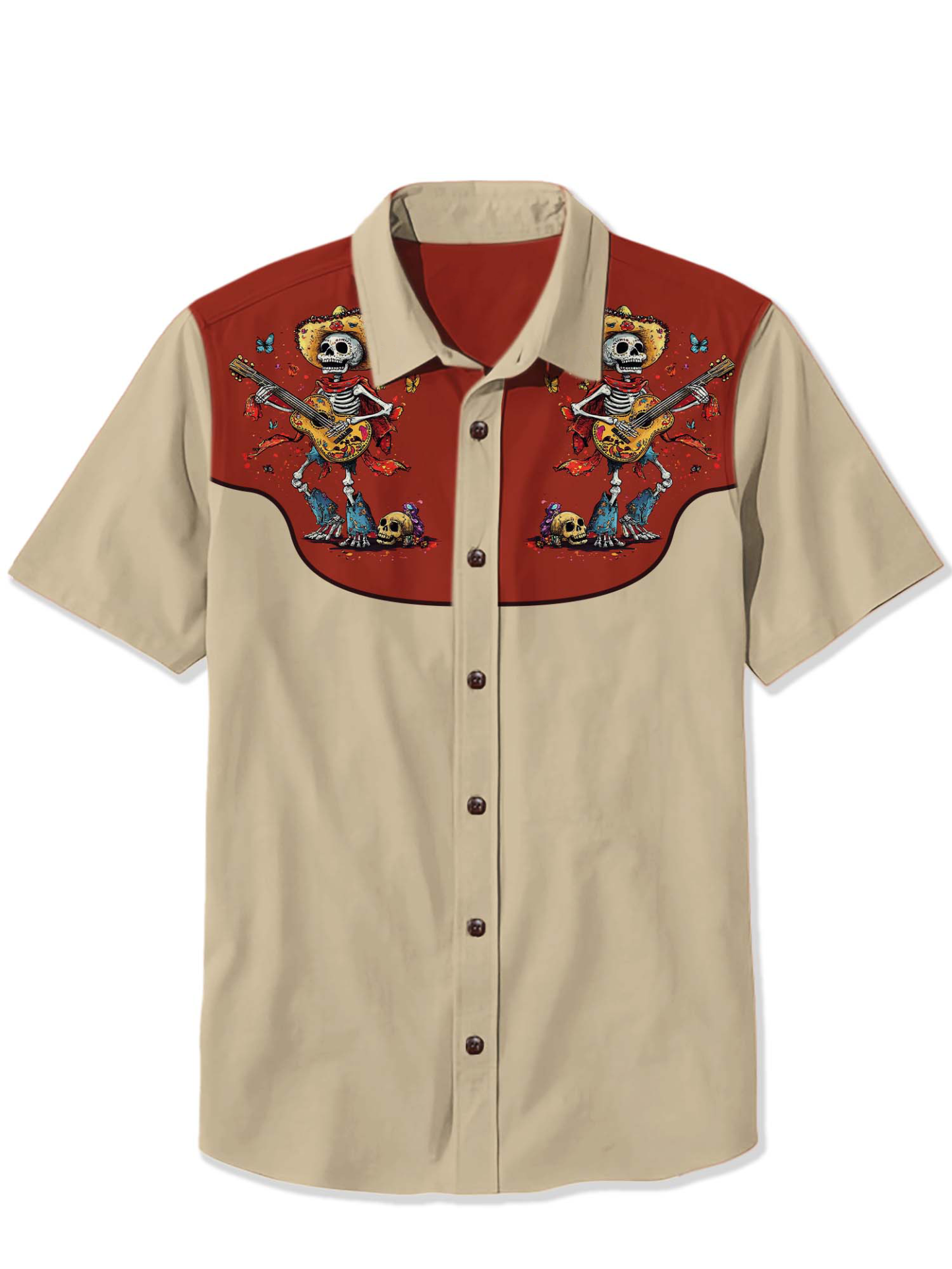 Day of the Dead Skeleton Print Shirt