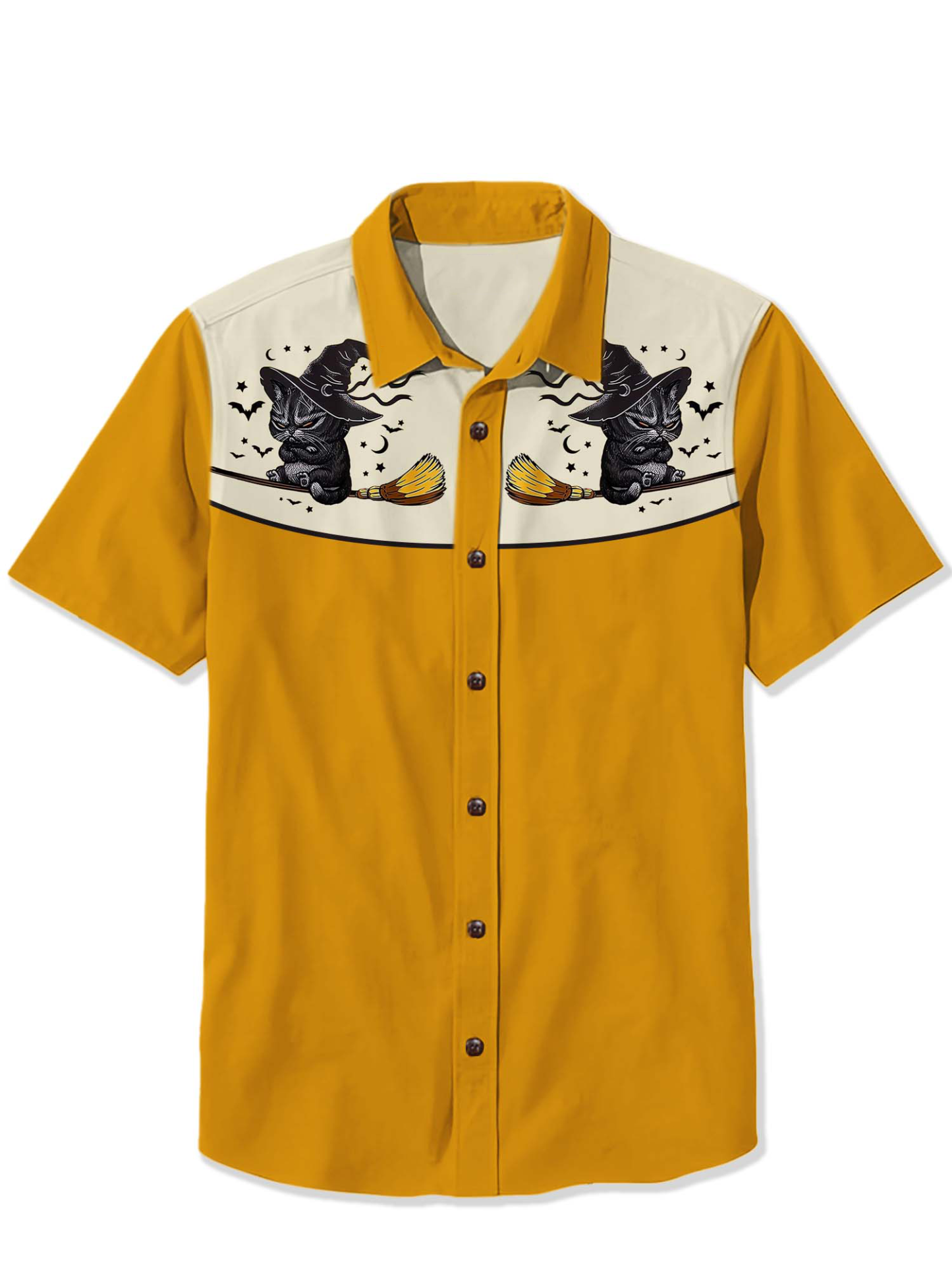 Halloween Witch Cat Print Shirt