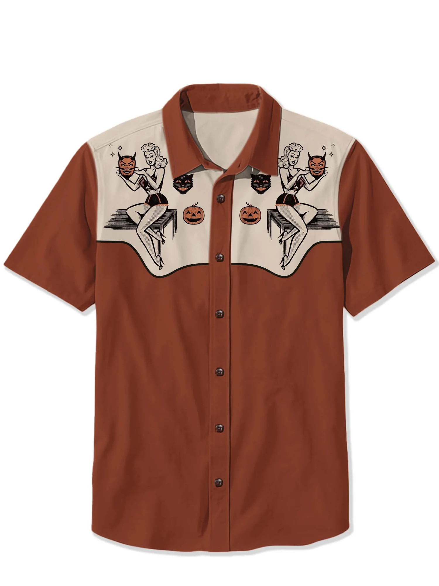 Halloween Devil Pin-up Girl Print Shirt