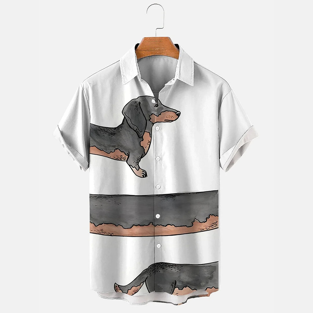 Love Pets Dog Cute Dachshund Casual Print Shirt