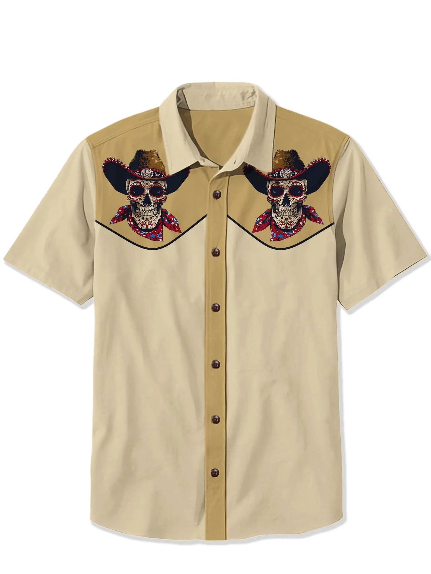 Day of the Dead Skull Denim Print Shirt