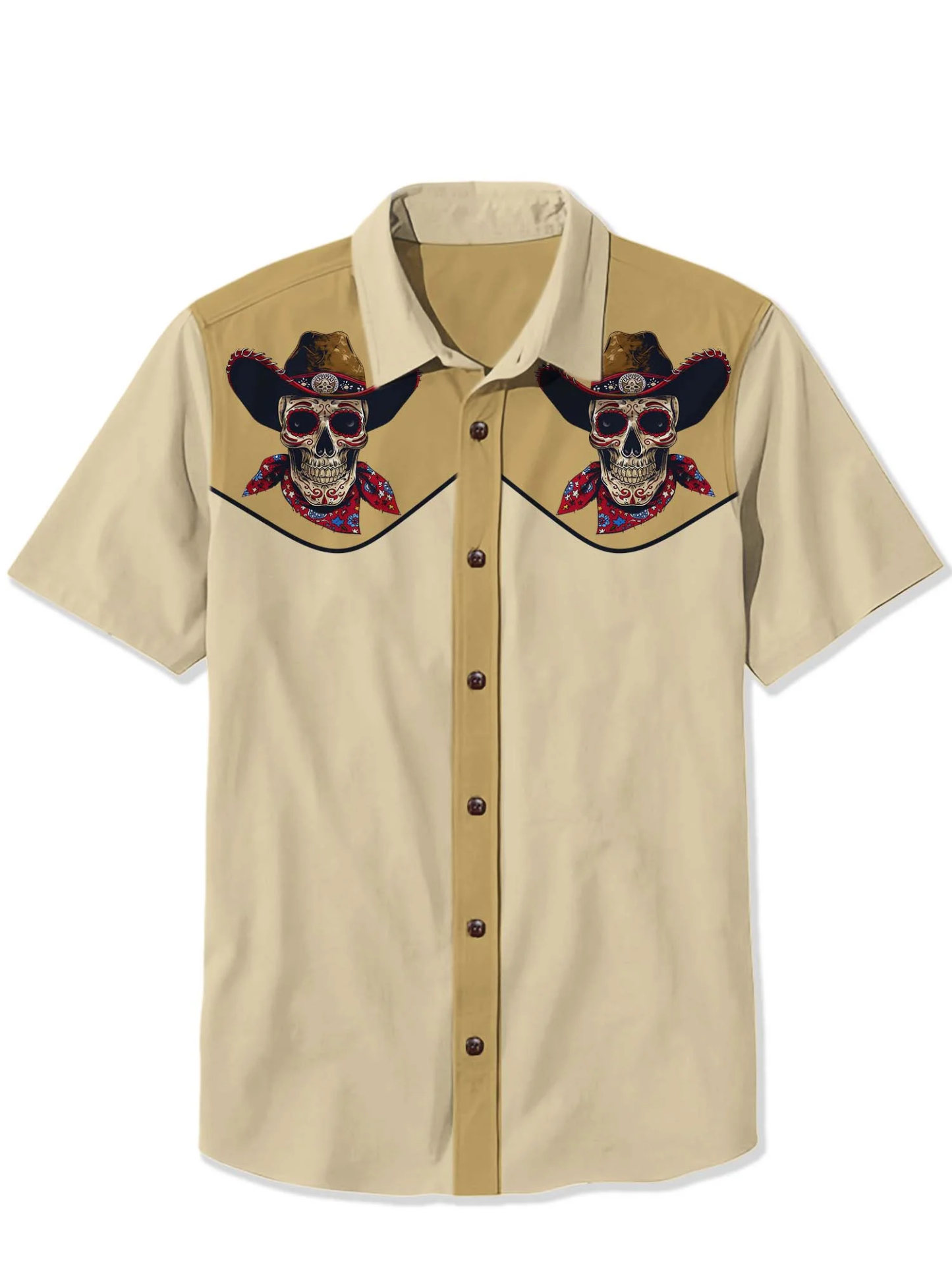 Day of the Dead Skull Denim Print Shirt