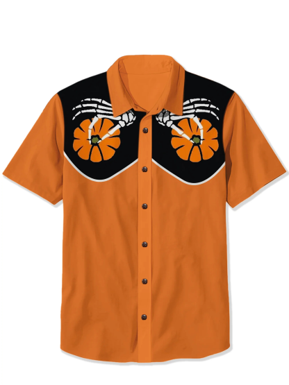 Halloween Spoof Pumpkin Print Shirt